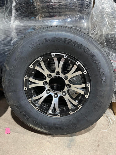 235/80R16 8-Lug Black/Silver Alloy Trailer Wheel w/ Tire