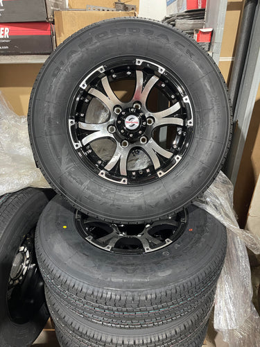 225/75R15 6-Lug Black/Silver Alloy Trailer Wheel w/ Tire