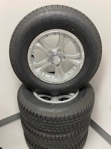 205/75R15 Silver Alloy Trailer Wheel w/ Tire