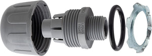 1/2" Nylon Liquid Tight Straight Connector (Gray)